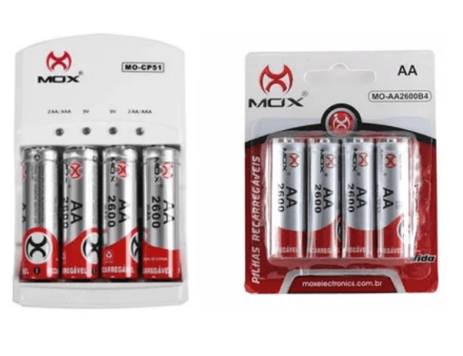 8 Pilhas Recarregáveis Mox Aa 2600 Mah + Carregador Rápido - Imagem 2