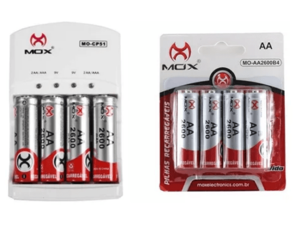 8 Pilhas Recarregáveis Mox Aa 2600 Mah + Carregador Rápido - Image 2