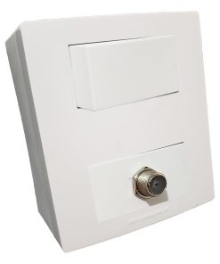 Caixa de sobrepor dupla um módulo campainha e outro coaxial branco branca