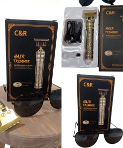 Maquina Recarregável Barba Cabelo Dragão Detalhe + Oculos