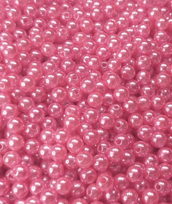 100 Pérolas 6mm ABS Inteira Com Furo 10g rosa médio