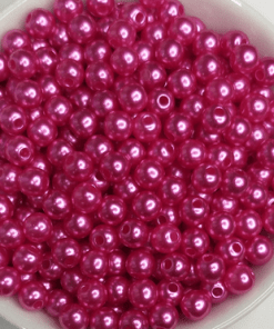 100 Pérolas 6mm ABS Inteira Com Furo 10g rosa pink