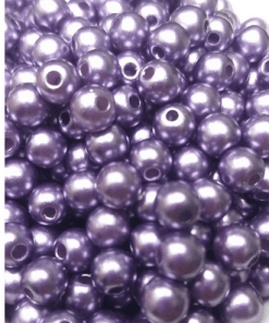 100 Pérolas 6mm ABS Inteira Com Furo 10g roxo