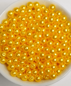 100 Pérolas 6mm ABS Inteira Com Furo 10g amarelo