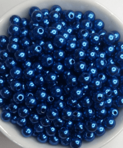 100 Pérolas 6mm ABS Inteira Com Furo 10g azul roya