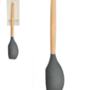 Espátula Pão Duro De Silicone Utensílio Cozinha Cabo Madeira U / CINZA - Image 2