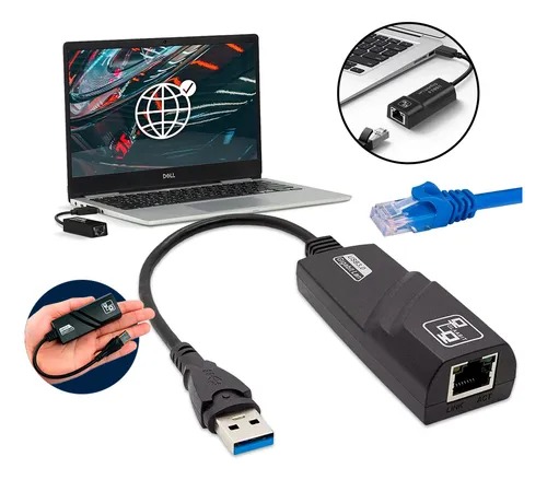 Adaptador De Rede Ethernet Usb 3.0 Para Rj45 Placa Cabo Suporta 10/100/1000 gbps Davely