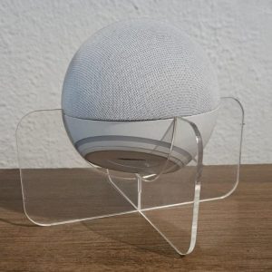 Porta alexa em acrilico transparente preto ou branco suporte de mesa