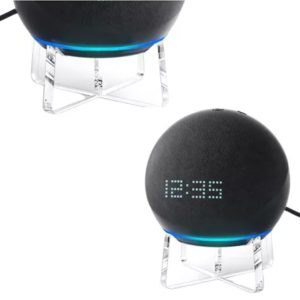 Porta alexa em acrilico transparente preto ou branco suporte de mesa