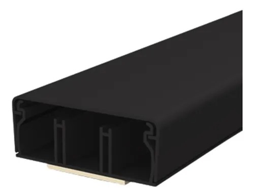 Canaleta Preta 5x2 Cm C/ Fita Adesiva E Divisória 2 Metros