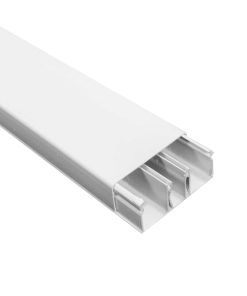 Canaleta de PVC Reforçada com Divisoria 50 x 20 x 2000 mm (5x2x200cm) Branca Com Fita Dupla Face Ilumi