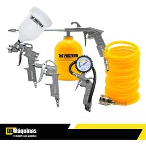 Kit Pistola De Gravidade Para Compressor Com 5 Peças Fasterr