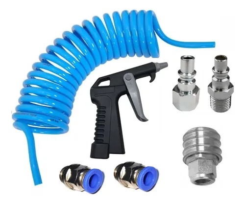 Tubo Espiral Ar 3,5 Mts 1/4 Conexões, Pistola Limpeza
