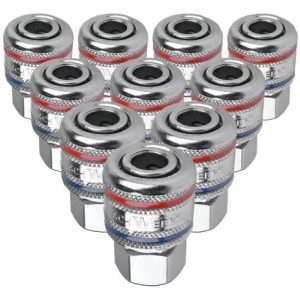 Engate Rápido De Ar 1/4 Pol. Fêmea Schweers ( Kit 10 Peças ) Cor Prateado