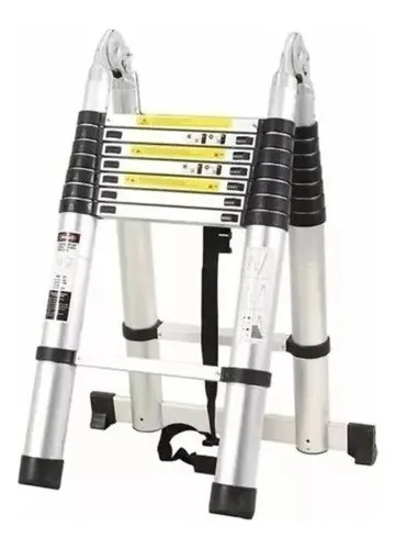 Escada Telescópica Alumínio Multifuncional 5,80 M 18 Degraus Cor Prata