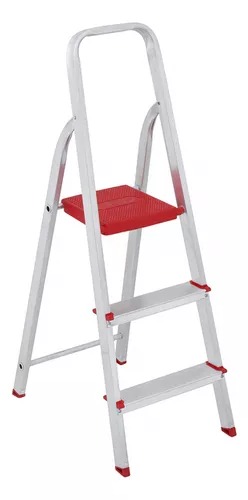 Escada De Alumínio Dobrável Compacta com 3 Degraus - Botafogo - Leve e Resistente