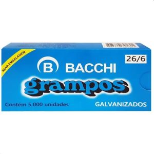 Grampo 26/6 Galvanizado 5 Caixas Com 5000 Grampos - Bacchi