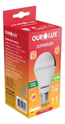 Kit 10 Lâmpadas Led Bulbo A60 12w 3000k Luz Amarela Ourolux