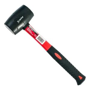 Martelo De Borracha Preta 50 Mm 225 G Cabo Fibra De Vidro