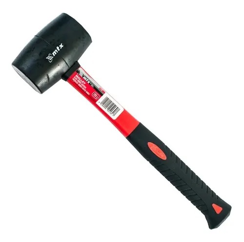Martelo De Borracha Preta 50 Mm 225 G Cabo Fibra De Vidro