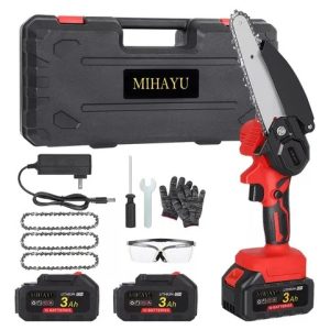 Motosserra Mini Eletrica Mini Serra Elétrica MIHAYU 21V 6 Polegadas 1500W Portátil, 300RPM, 3 Correntes Substituíveis, L