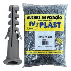 Bucha Ivplast 6mm C/ Aba Anel Sem Parafuso Pacote 1000 Peças