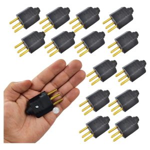 Kit 15 Plugues Macho Pino 10a 2p+t Para Extensão Preto