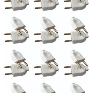 Kit 12 Plug Macho 10a 2p Branco Pino Latão Plug Plus