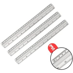 Utileira® Kit 3 Réguas De Alumínio 30cm Escola Trabalho Escritório
