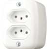 Tomada Dupla Sobrepor Sistema X 20a Com Caixa Externa Pluzie Cor Branco