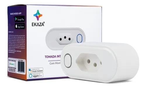 Tomada Inteligente Wifi 10a Ekaza Medidor De Consumo Smart Alexa Google Tuya Smart Life 110v