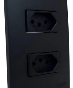 Tomada 3 Pinos Dupla Distanciada 10a Radial Preto Fosco