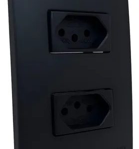 Tomada 3 Pinos Dupla Distanciada 10a Radial Preto Fosco