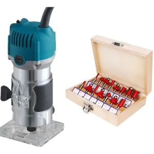 Kit Tupia Manual Laminadora 800w 6mm + Jogo De Fresas 15 Pçs