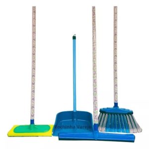 Kit Vassoura, Rodo, Pá E Limpa Lava Azulejo