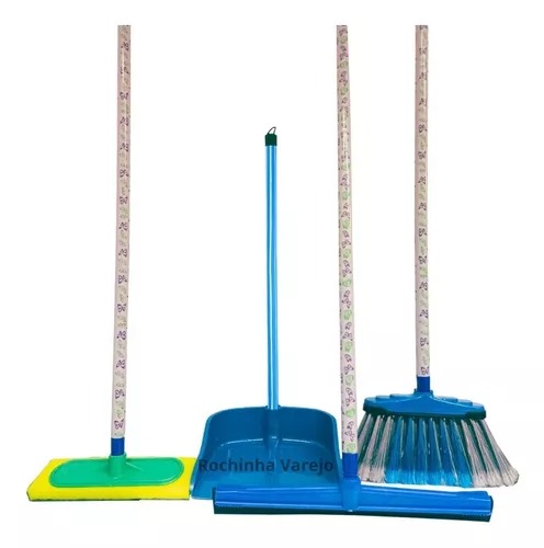 Kit Vassoura, Rodo, Pá E Limpa Lava Azulejo
