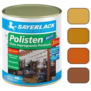 Verniz Polisten Base Água Acqua Eco Sayerlack 900ml Cores Acabamento Acetinado Cor Castanheira