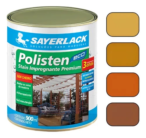 Verniz Polisten Base Água Acqua Eco Sayerlack 900ml Cores Acabamento Acetinado Cor Castanheira