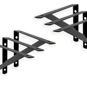 6 X Mão Francesa 20cm Acompanha Kit De Parafuso E Bucha Cor Preto