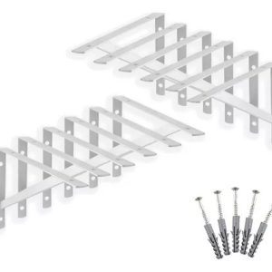 12x Suporte Mão Francesa Cantoneira Prateleira 20cm - C/ Kit Cor Branco