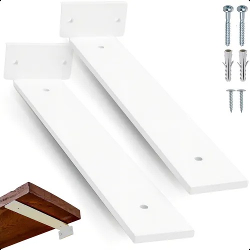 30cm - Mão Francesa Cantoneira Branca Invisível - rio design99 - Ferro Aço Suporte Para Prateleira Reforçada Resistente