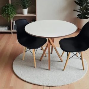 Mesa Jantar Redonda Madeira 80cm Estilo Industrial