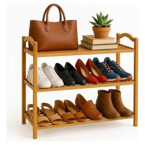 Sapateira Organizadora 3 Andares Em Bambu Multiuso 68x24cm Clink CK5679 Cor Marrom