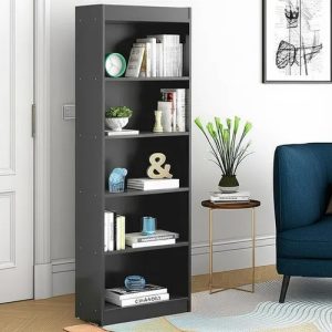 Móveis Brasil Premium Livreiro Estante Multiuso Cor Preto Estante Multiuso Com 5 Prateleiras