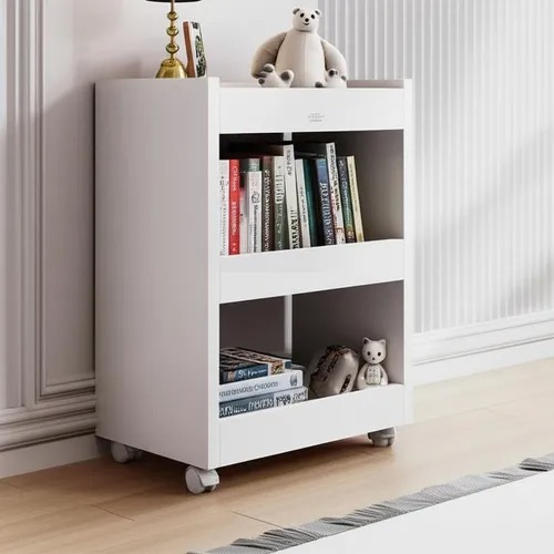 Estante Multiuso Para Livros Com Rodas Auxiliares Cor Branco