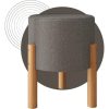 Puff Banqueta Decorativa Linho Pés Madeira Envio Imediato