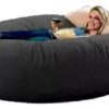Puff Cama Gigante Redondo Suede 140x20 Com Enchimento Cor Preto