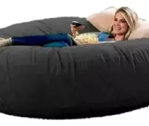 Puff Cama Gigante Redondo Suede 140x20 Com Enchimento Cor Preto