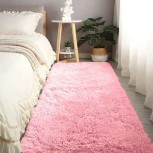 Tapete Sala Quarto 2,00x0,60 Shaggy Luxuoso Peludo Fofinho Rosa Casa Laura Enxovais