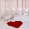 Tapete Sala Felpudo Peludo Vinho Coração 100 Cm